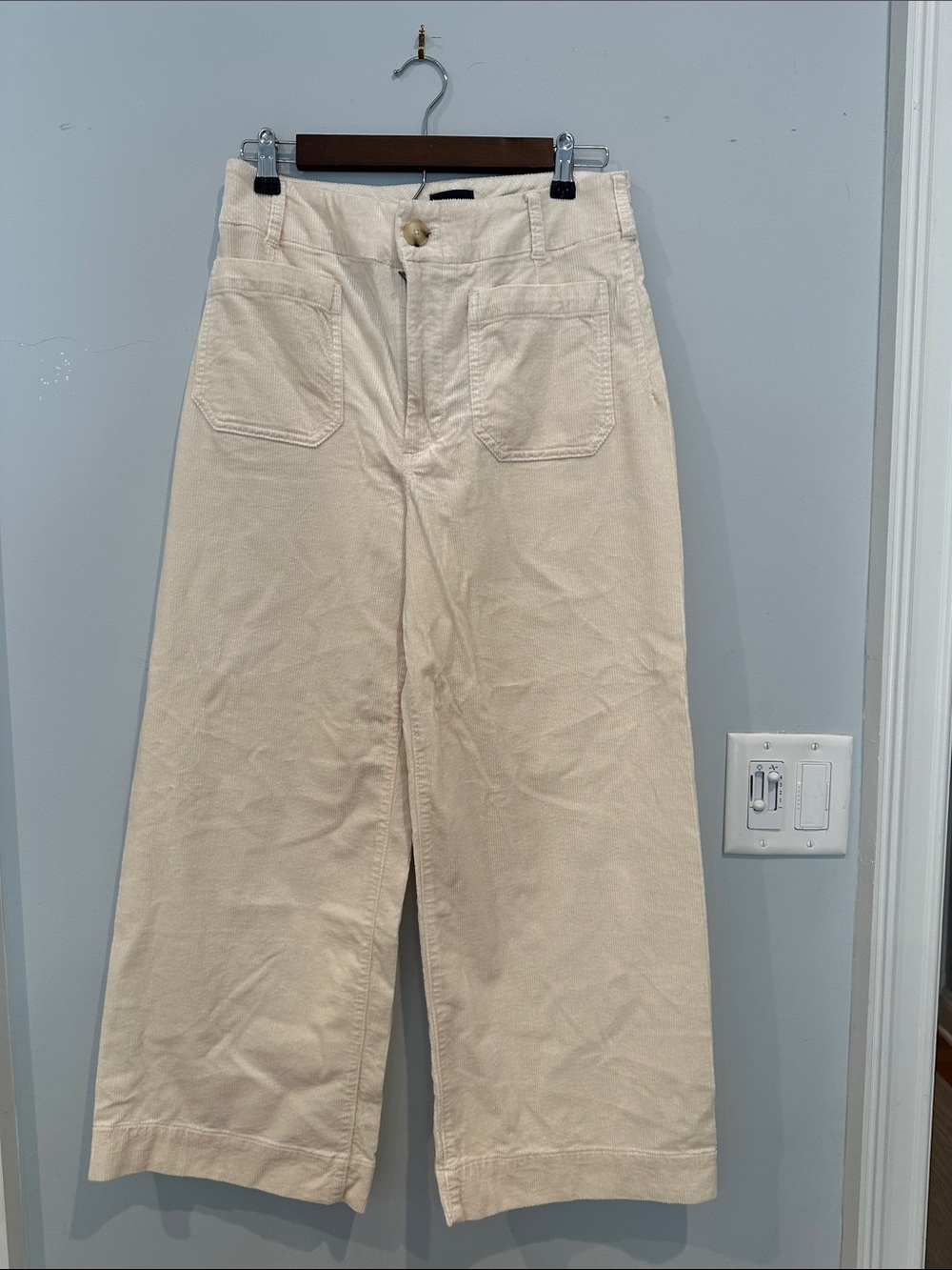 Maeve Cream Wide-Leg Boot Cut Pants